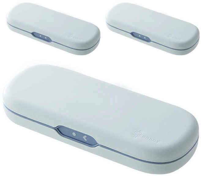 마켓감성 이모티콘 마카롱컬러 필통, 파란색, 3개