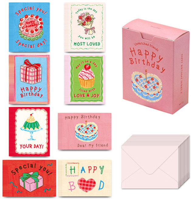 모노라이크 언매치드 프렌즈 생일축하 메세지카드 세트, Series 2, 1세트