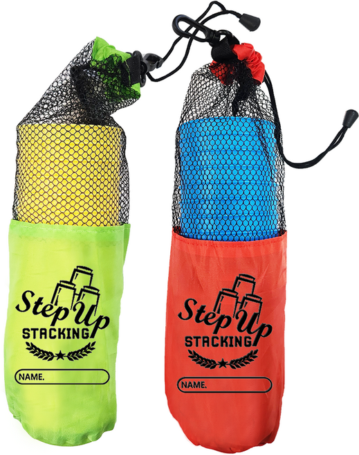 해피아이몰 스피드 컵쌓기 2종 x 12p + 휴대용가방 2종 세트, 블루 + 노랑, 1세트