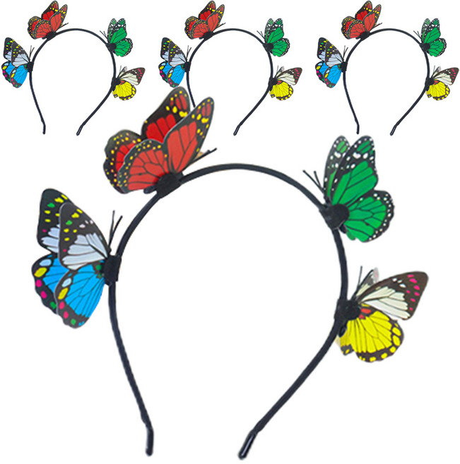 알로데 나비 파티용 머리띠, 01 알록달록, 4개
