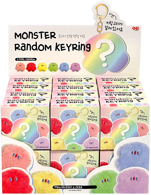 iiGEN 몬스터 인형 키링, 7cm, 랜덤발송, 24개
