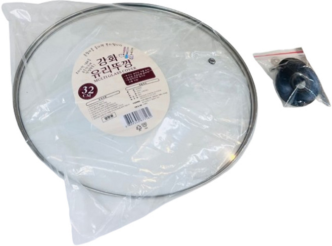에이비엠코리아 강화 유리뚜껑 + 손잡이 세트, 32cm, 1세트