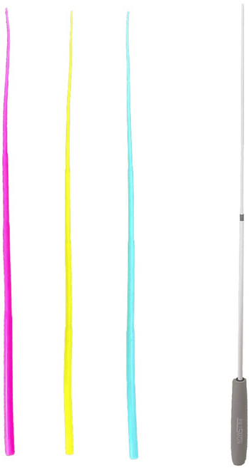 펫츠몬 고양이 낚시대 68cm + 쥐꼬리 장난감 40cm 3p 세트, 핑크 + 블루 + 옐로우(쥐꼬리), 1세트