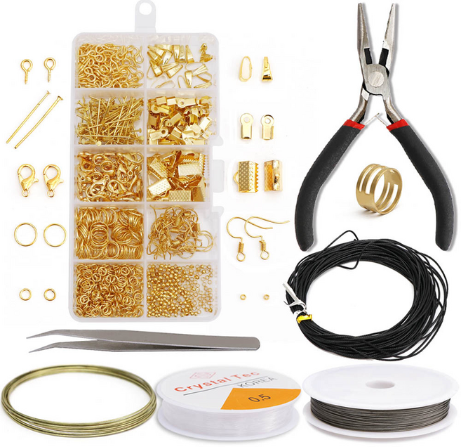 KHOHIMO 串珠帽飾品材料全套組 3W180, 金色套組, 1套