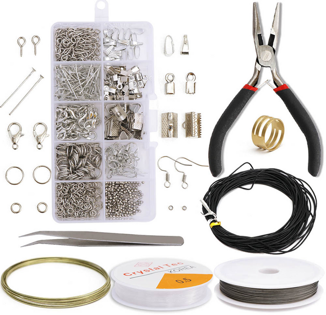 Khohimo 珠子帽飾配件材料 全套 3W180, 白金套裝, 1組