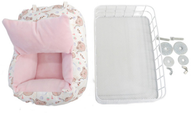 리프패럿 푹신 아늑 곰돌이 앵무새 침대 + 받침대 세트, 혼합색상, 1개