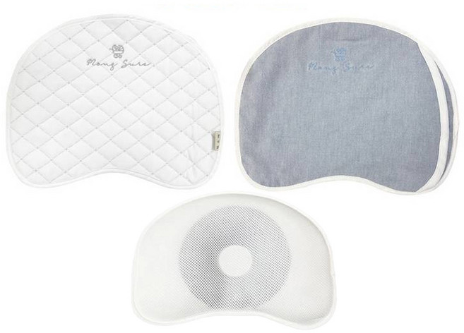 몽슈레 유아용 웨치바이오 냉감 태열베개 반달형 + 베개 커버 2p 세트, 블루(베개커버), 1세트