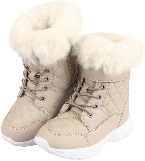 紙飛機兒童兒童軟墊毛皮靴兒童女孩長靴冬季鞋小學生