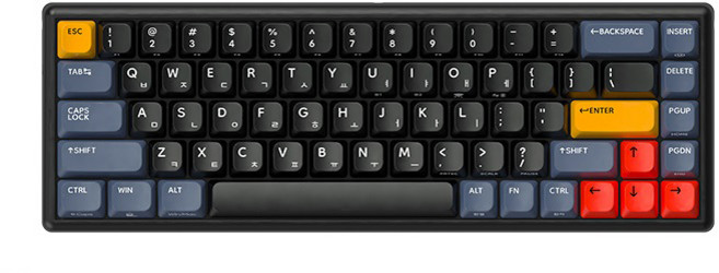 한성컴퓨터 GK868B PRO 동그리 8K 유무선 텐키리스 키보드, 비너스네이비(블랙 + 네이비 + 옐로 + 레드), 무접점