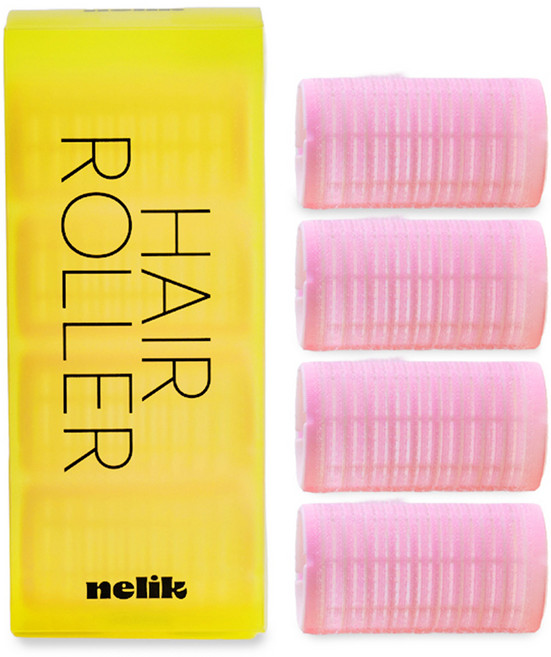 넬릭 컬 웨이브 헤어 롤 일반 앞머리 구르프 소형 4p, 1개, 핑크