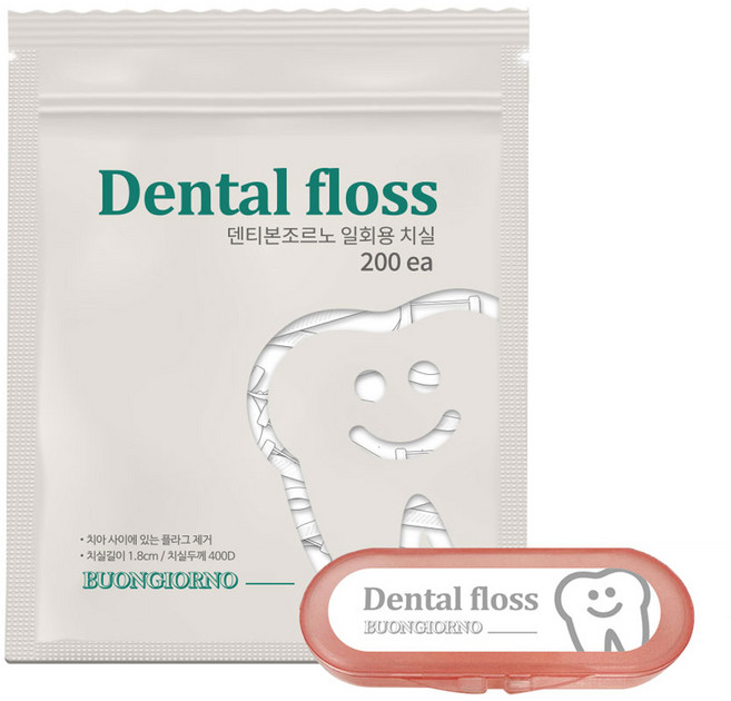 덴티본조르노 일회용 치간 치실 리필용, 7.5cm, 200개입, 1개