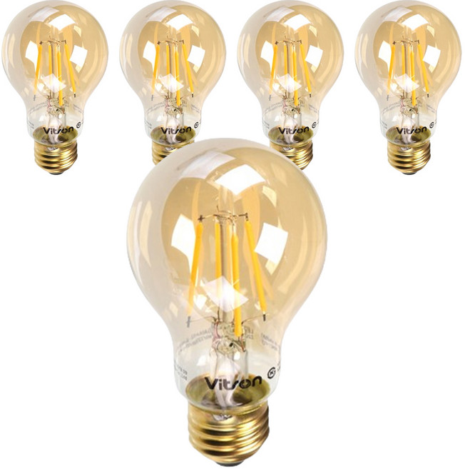 LISHIN Vitson Wonha愛迪生燈泡型A60 LED 4W燈泡 金色, 燈泡色, 5個