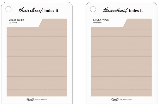 플레픽 썸네일 인덱스 잇 메모지, 라인 코코아, 1개입, 2개