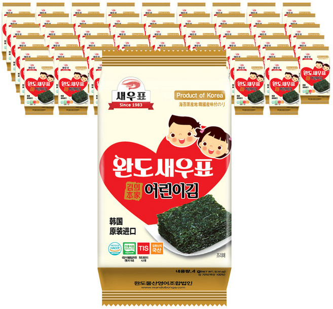 새우표 완도 어린이 도시락김, 4g, 54개