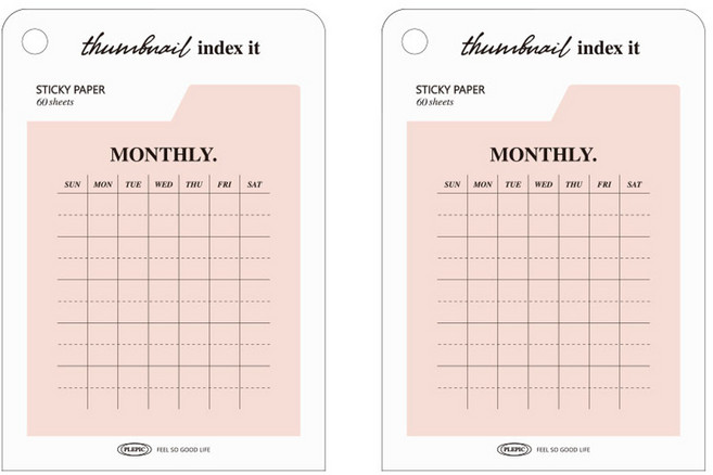 플레픽 썸네일 인덱스 잇 메모지, 먼슬리, 1개입, 2개