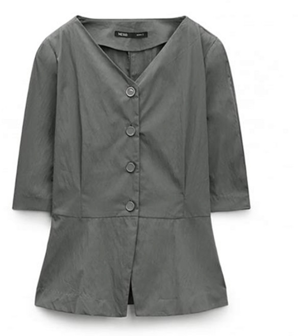 미쏘 브이넥 페플럼 블라우스