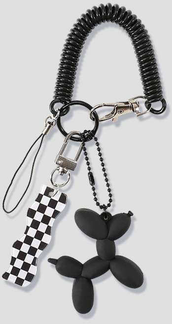 소리달 댕댕 강아지 체크무늬 스프링 가방고리 가방키링