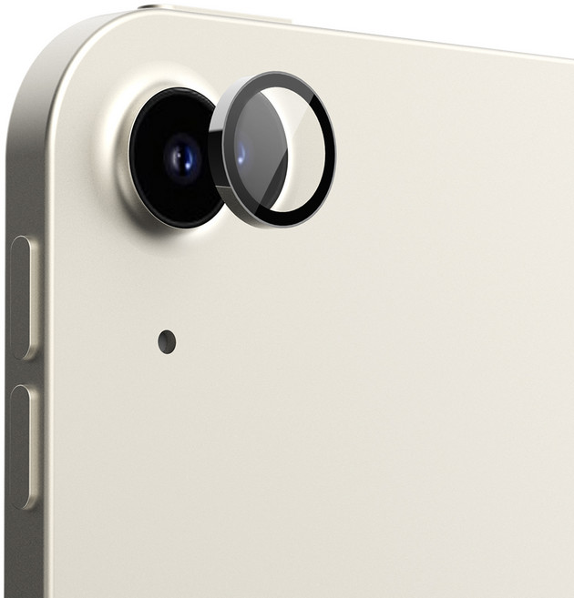 아라리 아이패드 카메라 보호 빛번짐 방지 9H 강화유리 메탈링 필름, 블랙, 1개