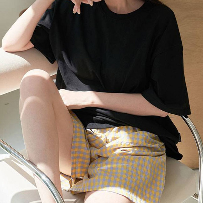 글램공감 여성용 냉감 지지미 무무 체크 반바지 파자마