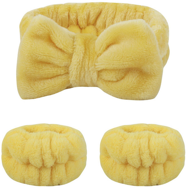 조니프리 세안 헤어밴드 손목타올 세트, 옐로우, 1세트