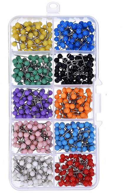 코히모 원형 컬러 구슬 시침핀 600p, 600개, 혼합색상