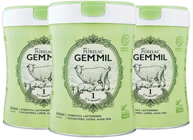 퓨어락 젬밀 산양 분유 1단계, 750g, 3개