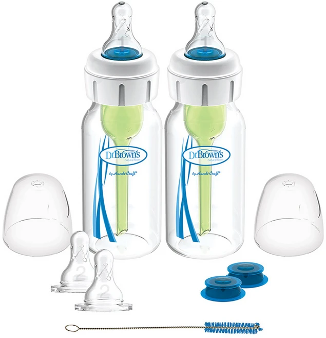 닥터브라운 구순구개열 특수밸브 트윈팩 젖병, 혼합색상, 2개, 120ml - 쿠팡