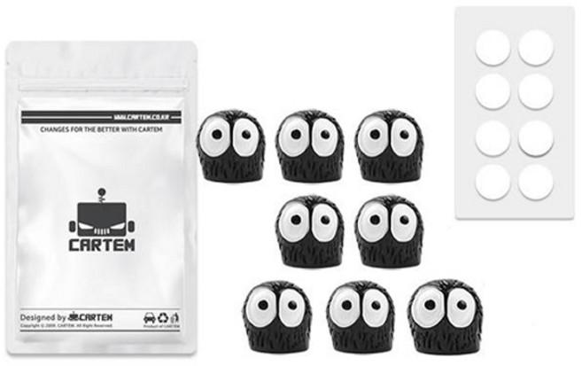 카템 차량용 미니미 피규어 먼지 8p + 양면테이프 CT457, 혼합색상, 1세트