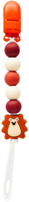 pink and blue 矽膠串珠動物園造型手工奶嘴鏈, 刺蝟 橘色 + 紅色 + 白色, 1條