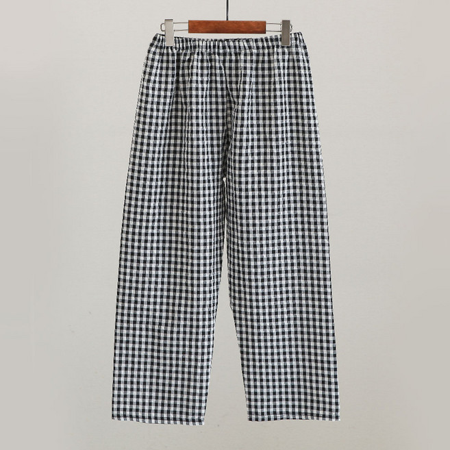 글램공감 여성용 지지미 무무 체크 9부 파자마 바지