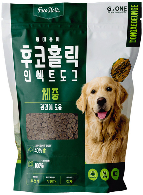 후코홀릭 전연령 도그 동애등에 프리미엄 소프트사료, 다이어트(체중감소), 1kg, 1개