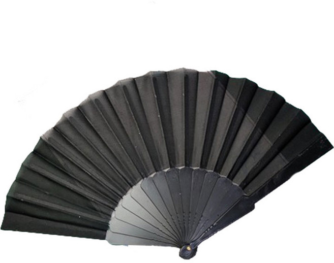 모어블 무지 휴대용 접이식 부채 42cm, 블랙, 1개