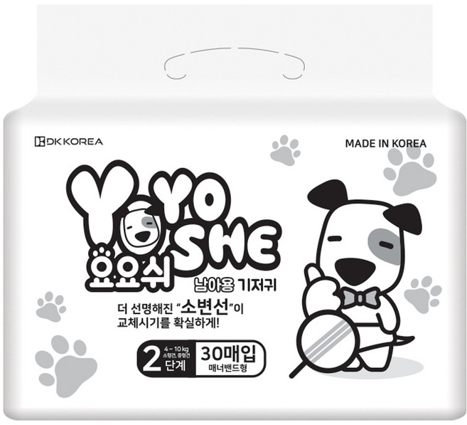 요요쉬 매너밴드 기저귀 남아용 2단계 애완용품, 소형, 30개입, 1개