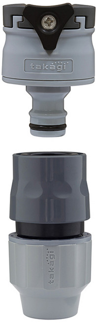 takagi 원터치 접속구 니플 + 커넥터 G1028GY, 1세트, 혼합색상