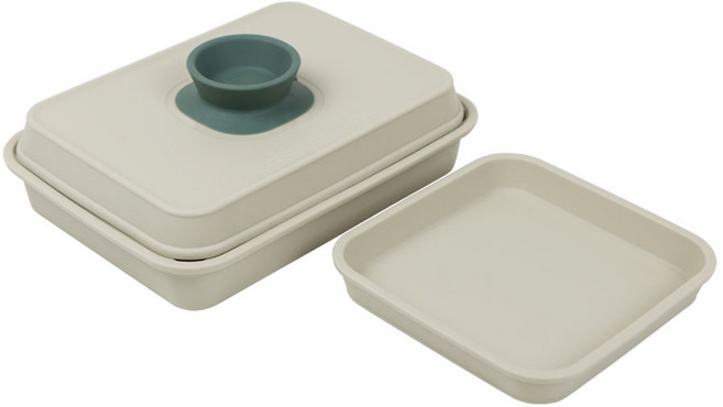 인콕 실리콘 전자레인지 오븐용기 + 앞접시 세트, 올리브그린, 1세트