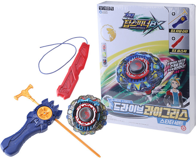 초이락 차징 탑스피너 BX 드라이브 라이그리스 스타터 배틀팽이 세트, 혼합색상, 1개