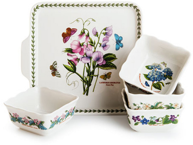 포트메리온 보타닉가든 플루티드 서빙 디쉬 세트, 1세트, 트레이 + 디쉬 4p, B