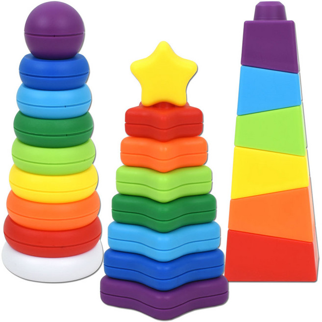 트리플 레인보우 쌓기 3종 세트, 혼합색상, 1세트