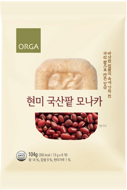 올가홀푸드 현미 국산팥 모나카, 104g, 1개