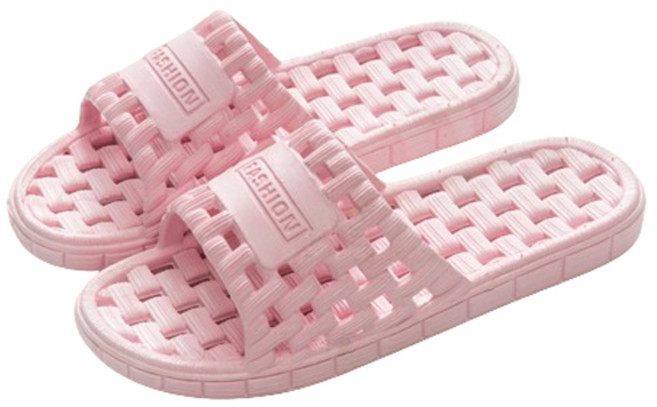 블럭마트 여성용 격자패턴 욕실화, 핑크, 1개