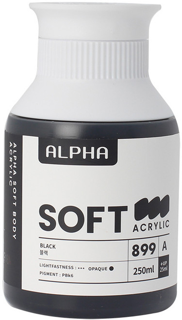 Alpha 軟管壓克力顏料 單色 A 899 黑色, 250ml, 1色