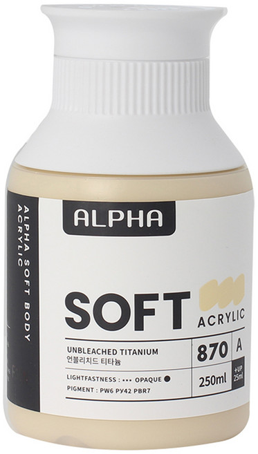 알파색채 소프트바디 아크릴물감 낱색 A 870 Unbleached Titanium, 250ml, 1색