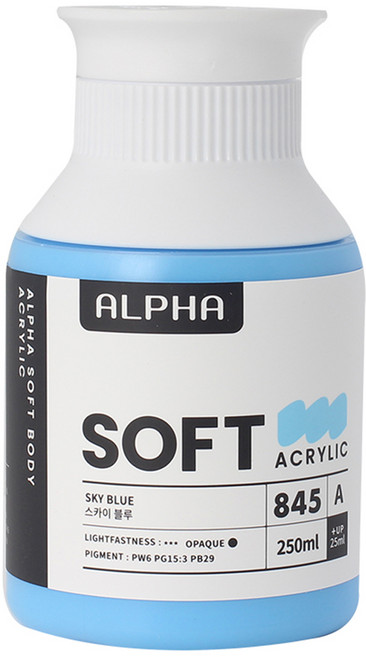 알파색채 소프트바디 아크릴물감 낱색 A 845 Sky Blue, 250ml, 1색