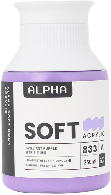 알파색채 소프트바디 아크릴물감 833 Brilliant Purple, 250ml, 1색
