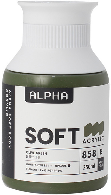 알파색채 소프트바디 아크릴물감 B 858 Olive Green, 250ml, 1색