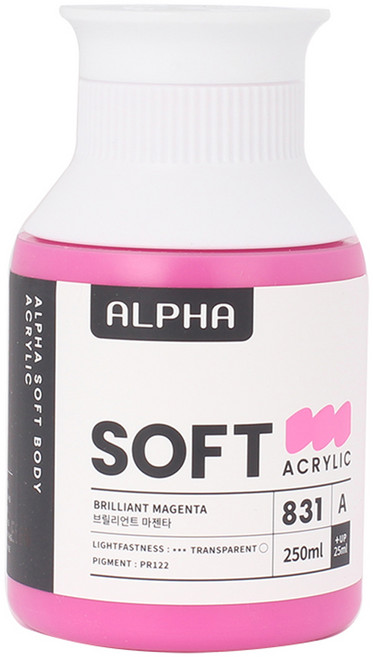 알파색채 소프트바디 아크릴물감 A 831 Brilliant Magenta, 250ml, 1색