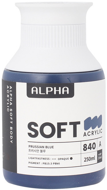 알파색채 소프트바디 아크릴물감 A 840 Prussian Blue, 250ml, 1색