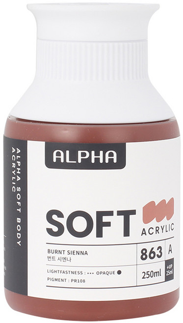 알파색채 소프트바디 아크릴물감 낱색 A 863 Burnt Sienna, 250ml, 1색