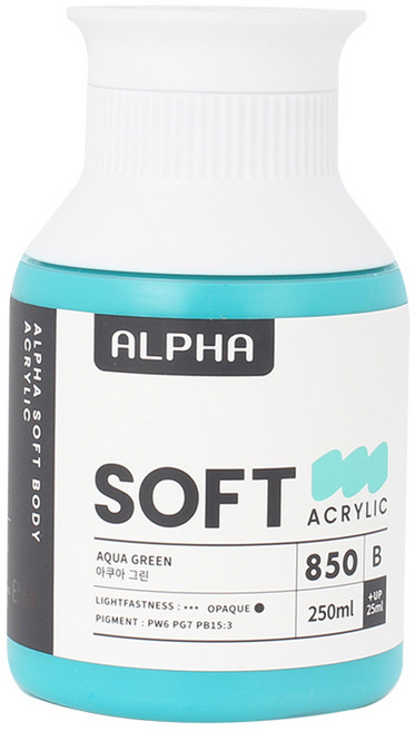 알파색채 소프트바디 아크릴물감 B 850 Aqua Green, 250ml, 1색