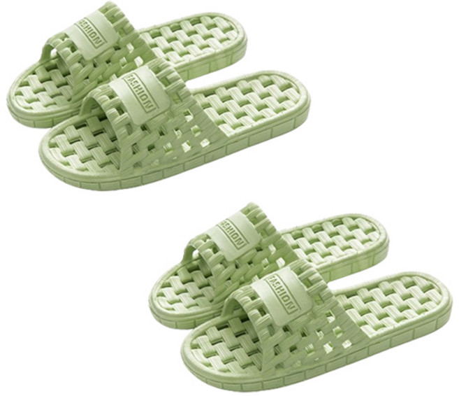 블럭마트 격자패턴 욕실화, 그린, 2개